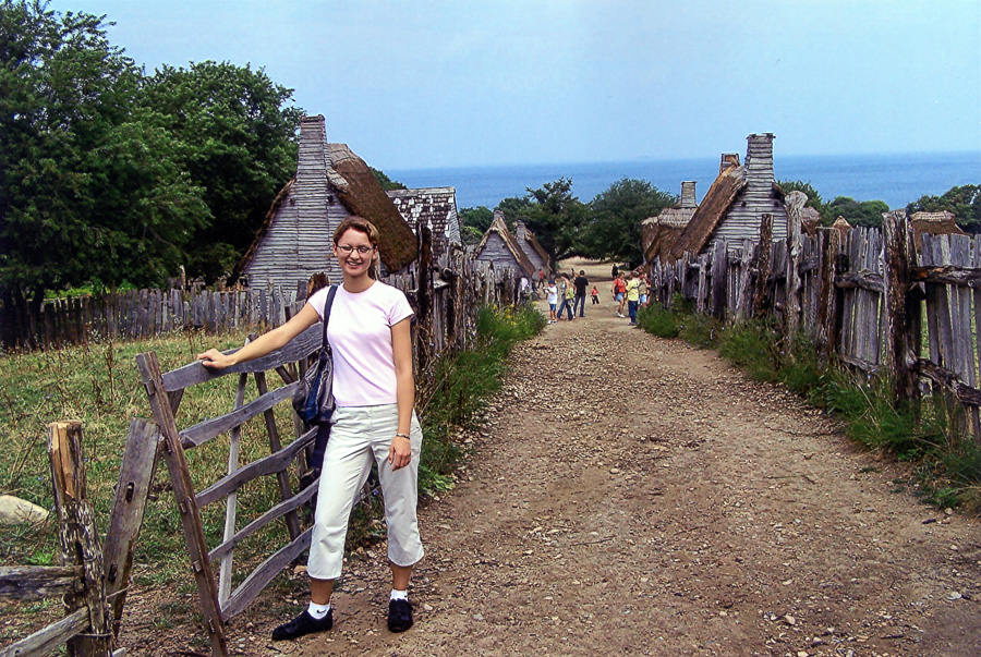 Meeting some folks in 17th Century Village, Wampanoag Homesite, Plymouth, MA